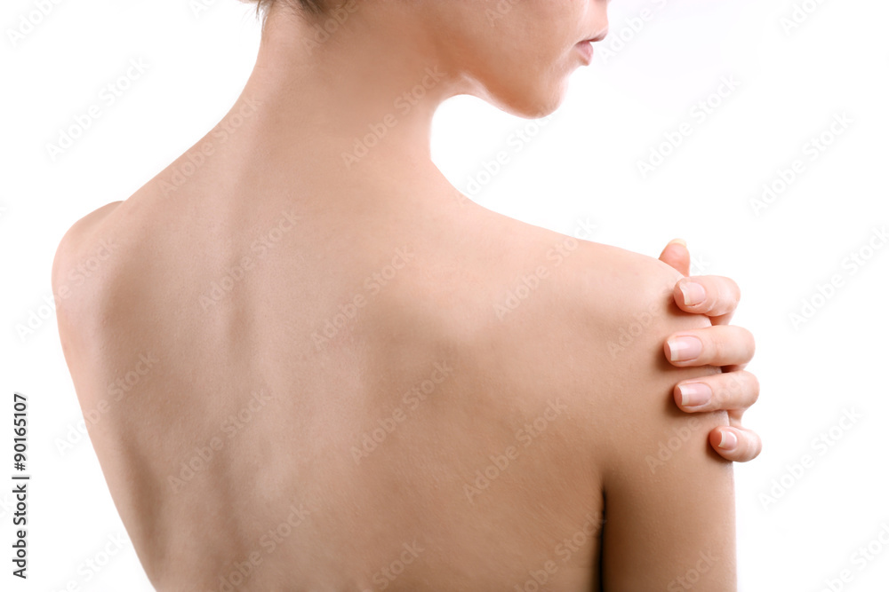 Young woman with shoulder pain close up Young woman with shoulder pain close up