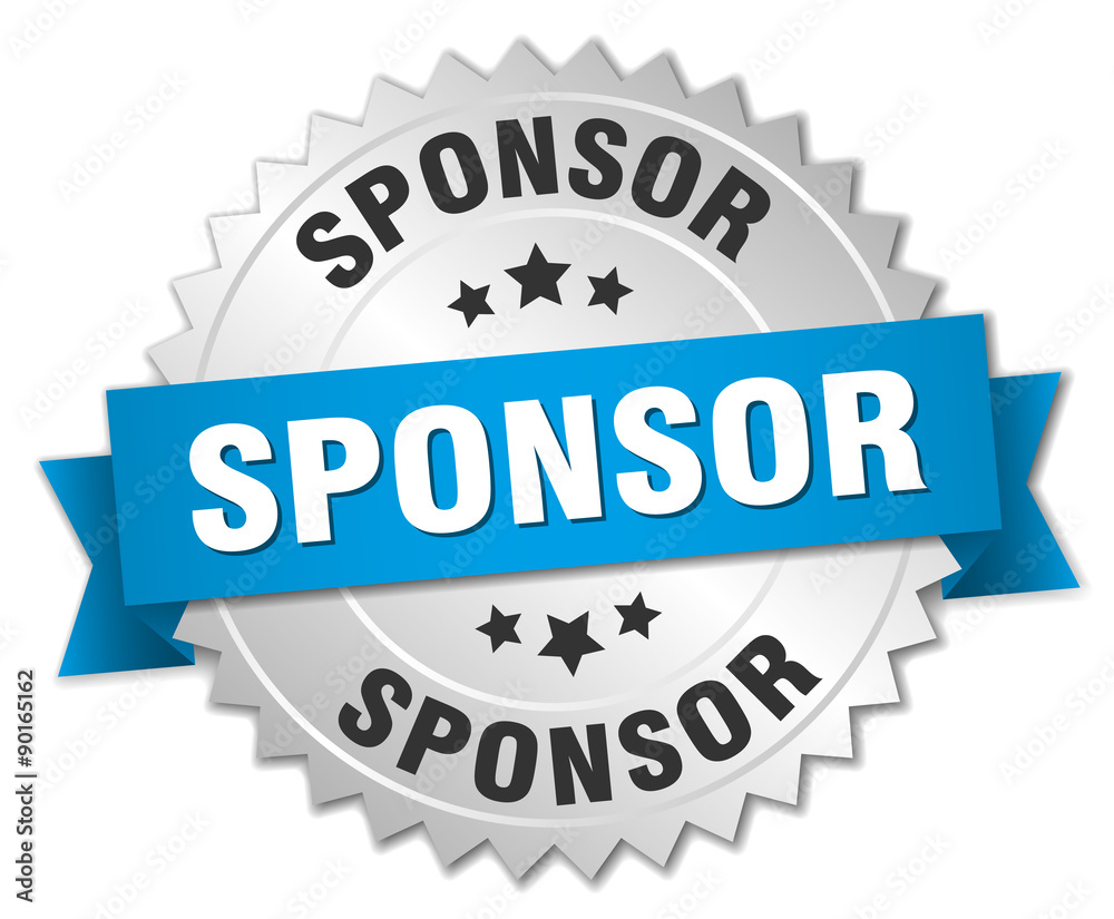 sponsor 3d silver badge with blue ribbon sponsor 3d silver badge with blue ribbon