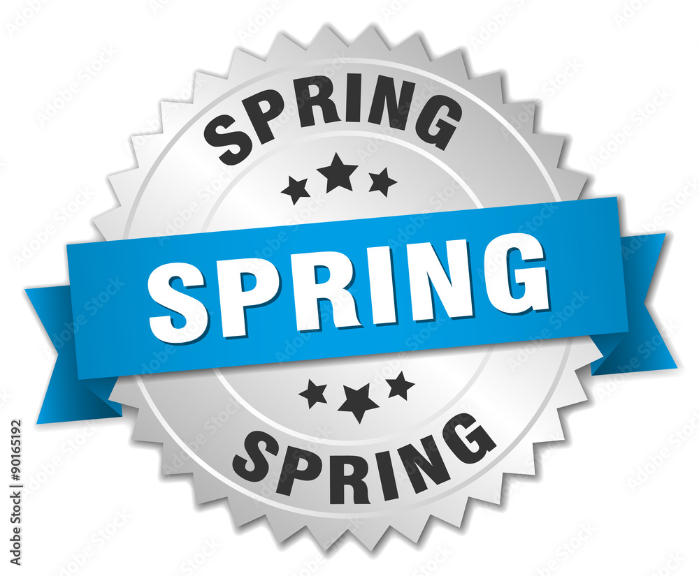 spring 3d silver badge with blue ribbon spring 3d silver badge with blue ribbon