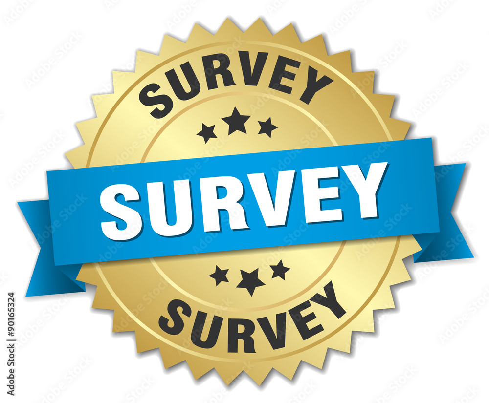 survey 3d gold badge with blue ribbon survey 3d gold badge with blue ribbon