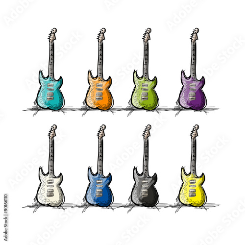 Set of guitars, sketch for your design