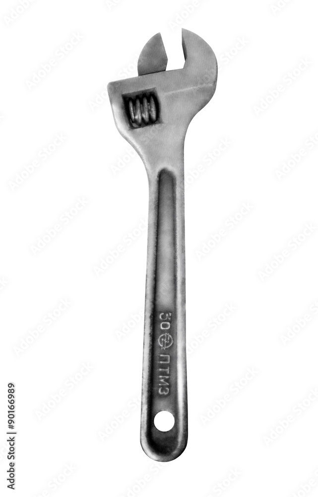 Adjustable metal key on a white background