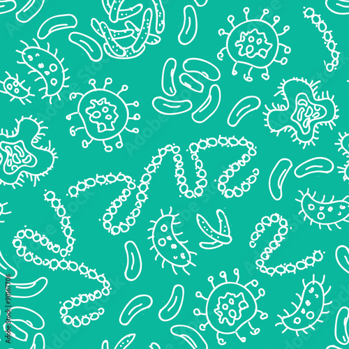 Seamless  bacterium pattern. Vector illustration