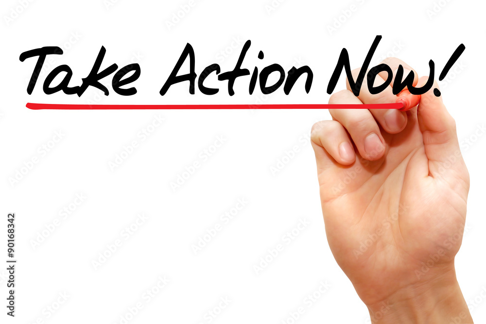 Hand writing Take Action Now with marker, business concept