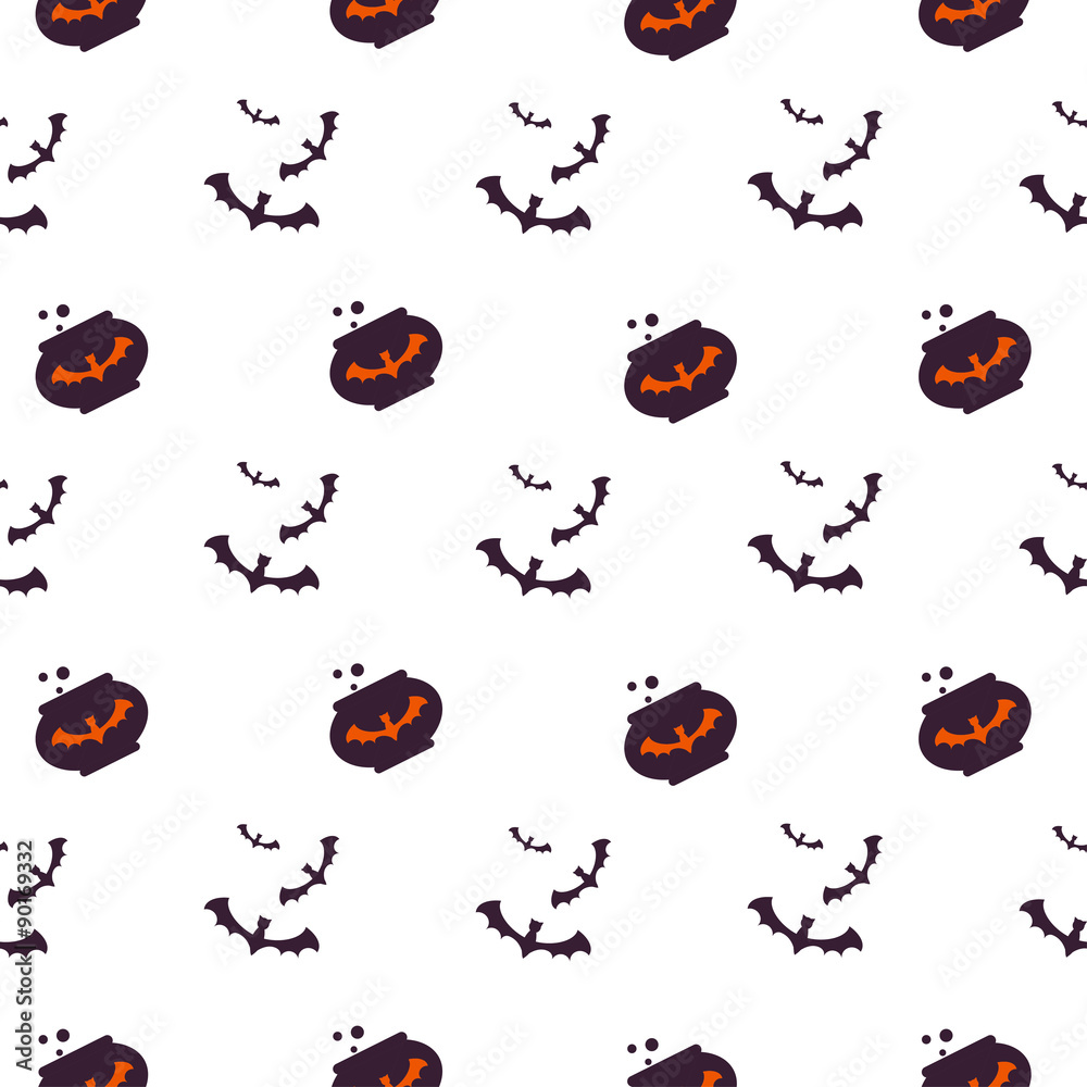 Happy Halloween Background. Seamless pattern. Vector illustration. Collection of seamless patterns in the traditional holiday colors.