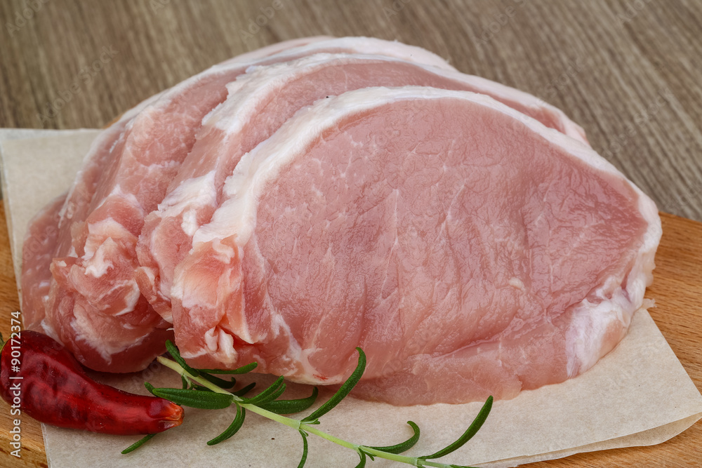 Raw pork steak