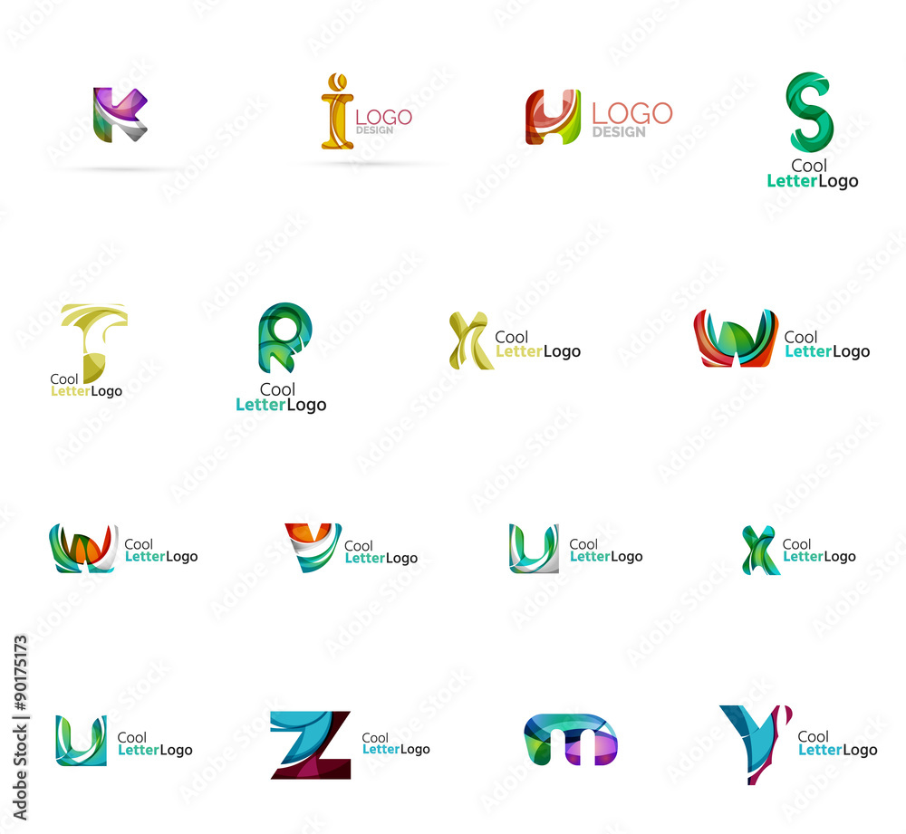 Set of colorful abstract letter corporate logos created with