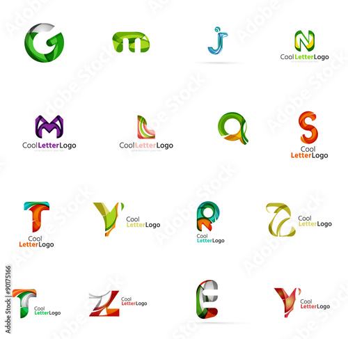 Set of colorful abstract letter corporate logos created with