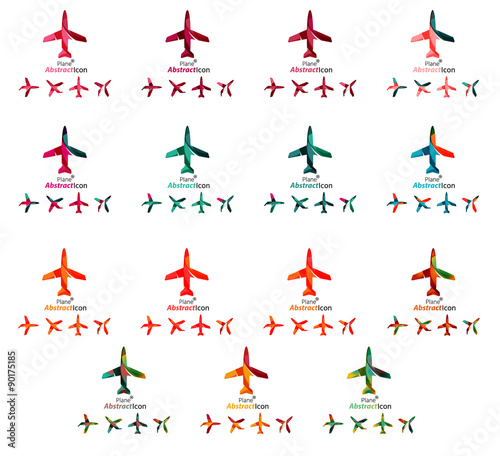 Set of color airplane logo icons
