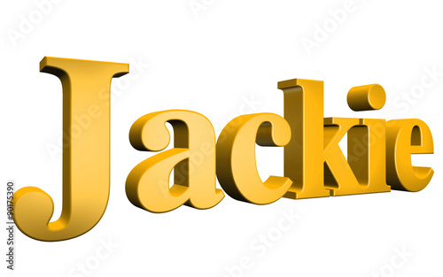 3D Jackie text on white background