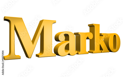 3D Marko text on white background photo