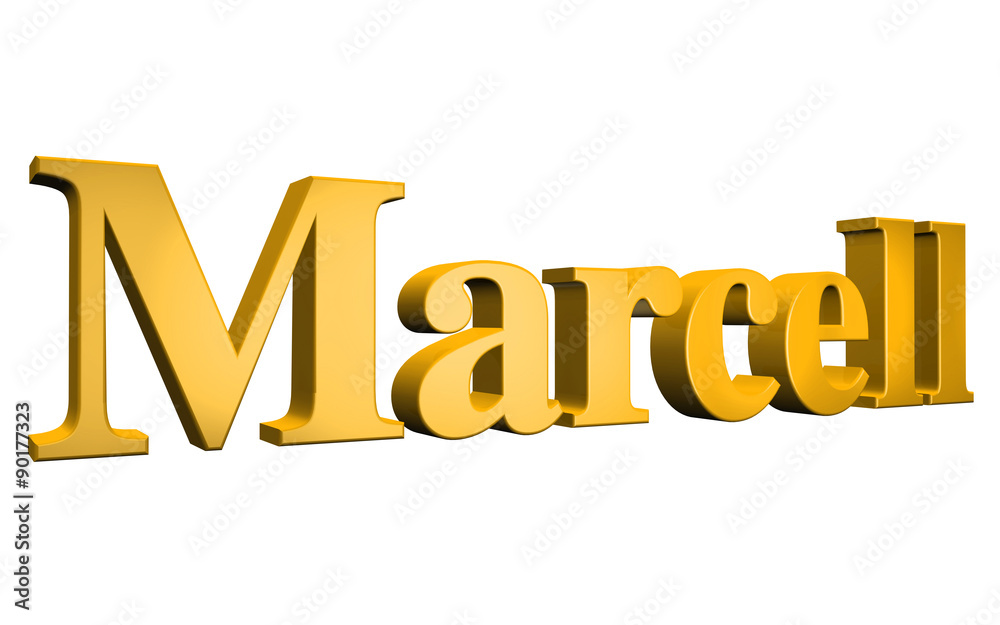 3D Marcell text on white background 3D Marcell text on white background