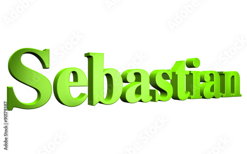 3D Sebastian text on white background