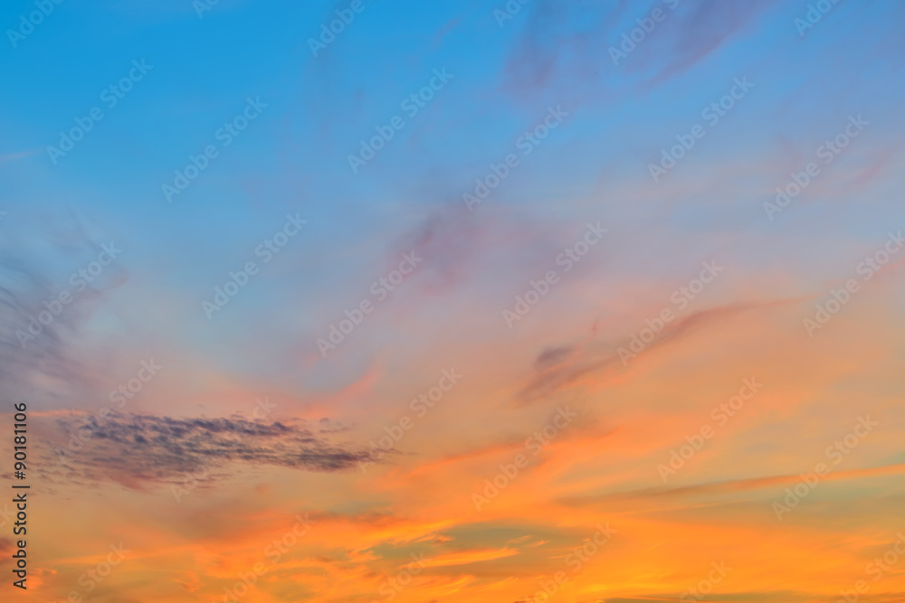 Romantic heavenly sunset landscape