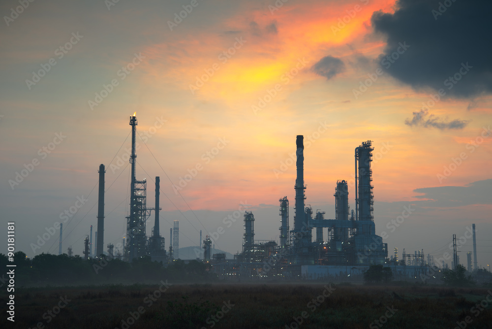 Oil refinery at sunrise