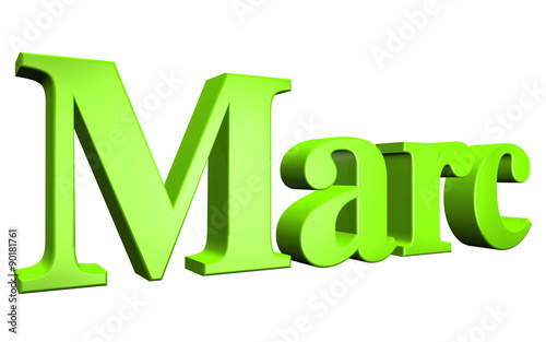 3D Marc text on white background