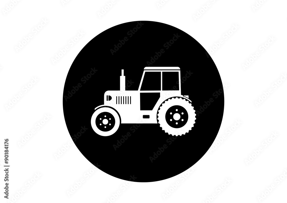 Black and white tractor icon on white background Black and white tractor icon on white background