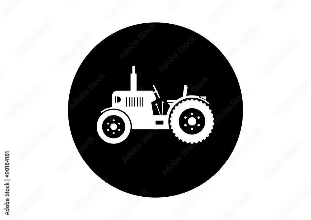 Black and white tractor icon on white background Black and white tractor icon on white background