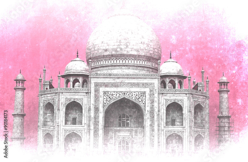 Photography Taj Mahal in Agra - vintage photo