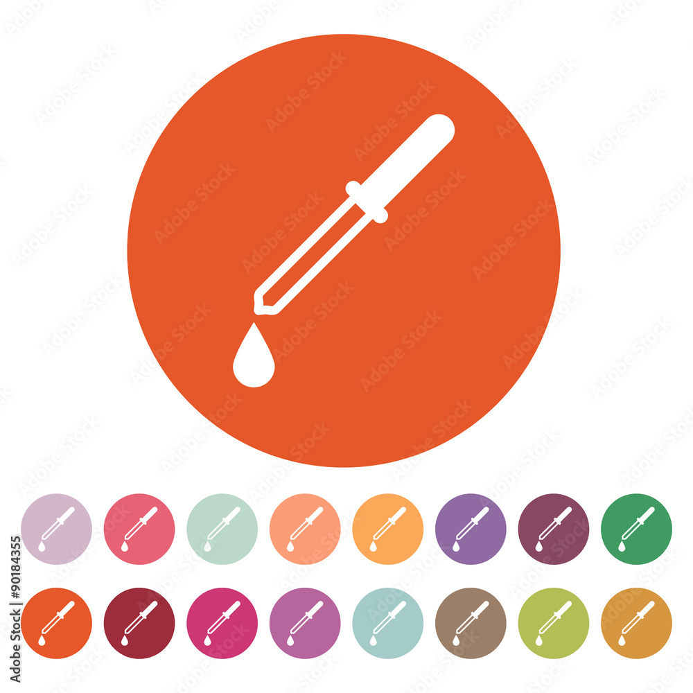The pipette icon. Dropper and eyedropper, analysis, chemistry symbol. Flat The pipette icon. Dropper and eyedropper, analysis, chemistry symbol. Flat