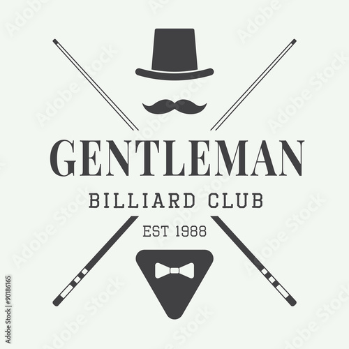 Vintage billiard label, emblem and logo