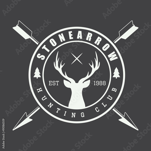 Vintage hunting label, logo or badge and design elements.