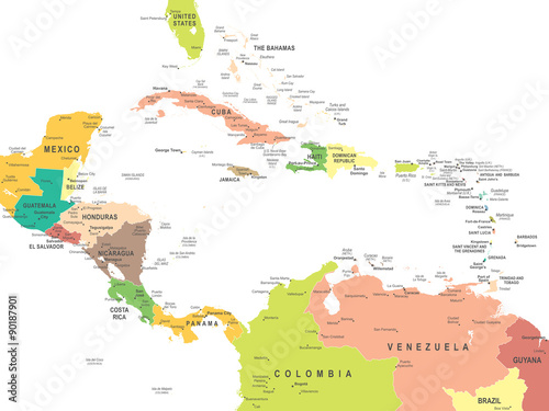 
Central America map - highly detailed vector illustration.