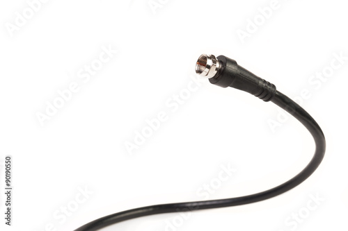 Professional coaxil cable tv connector (RG6) close up isolated on white background