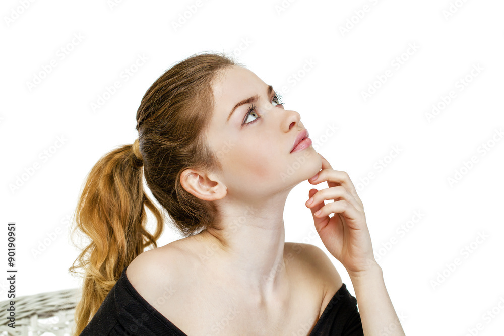 Portrait close up of young beautiful blonde woman Portrait close up of young beautiful blonde woman