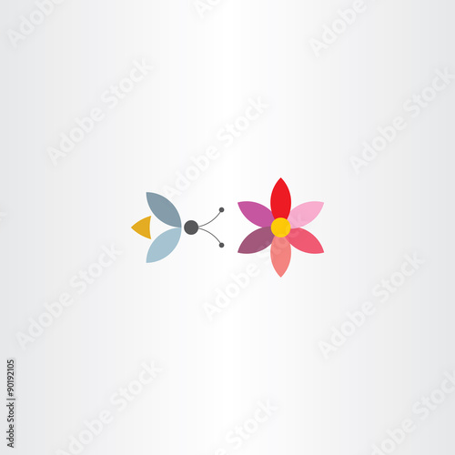 bee and flower symbol vector