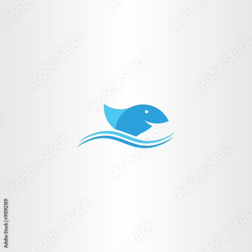 blue shark icon sign vector