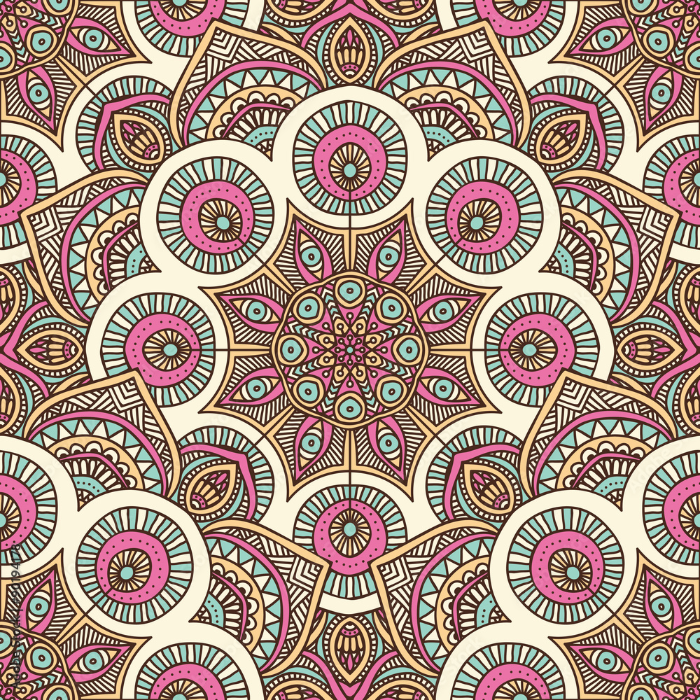 Ethnic floral seamless pattern