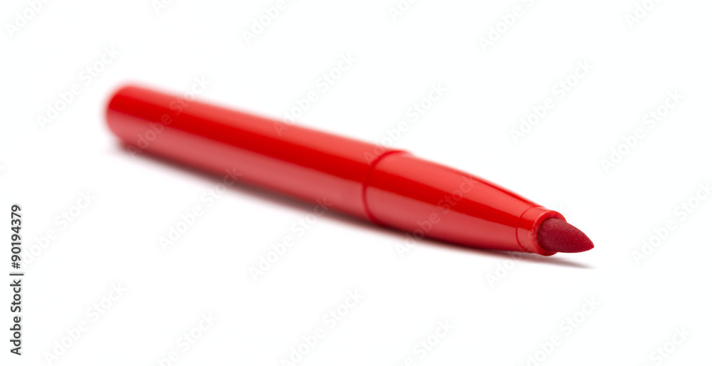 Red marker isolated on white background