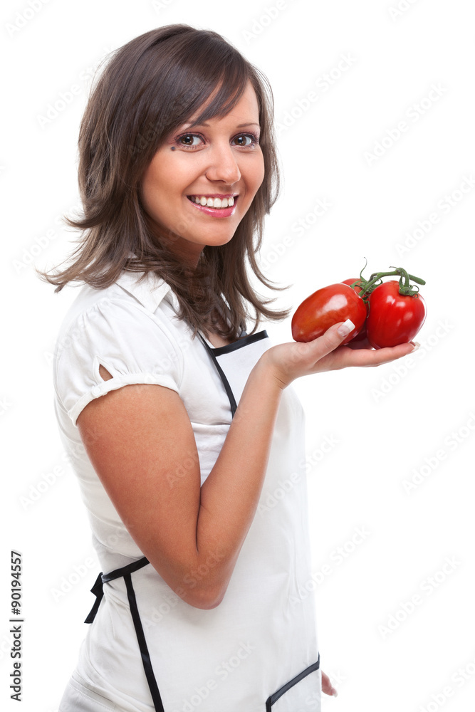 Young woman with tomatos