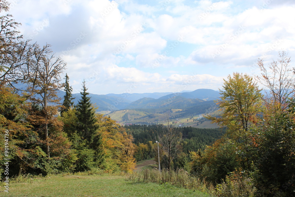 view of the picturesque mountains peaks in early autumn view of the picturesque mountains peaks in early autumn