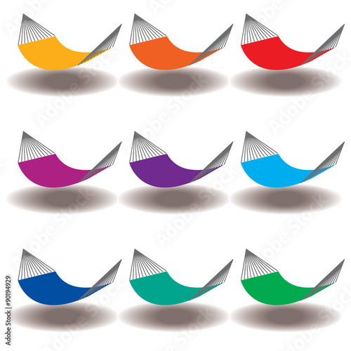 A Rainbow of Nine hammocks for Print or Web