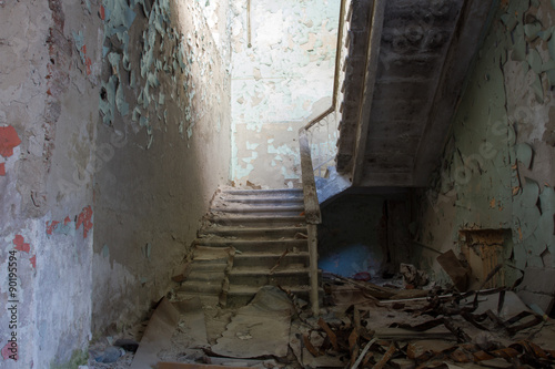 Steps in the destroyed building