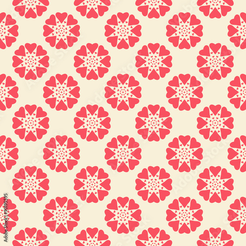 Floral seamless pattern. Red and white shabby colors