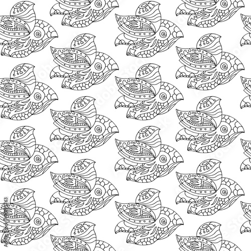 Seamless black and white pattern in a zentangle style  handmade