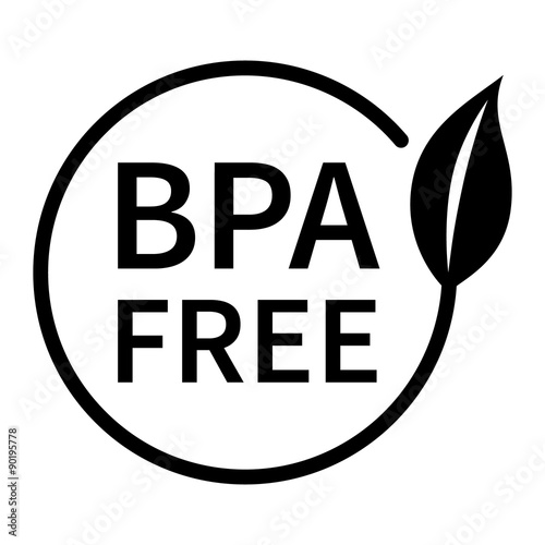 BPA bisphenol A and phthalates free flat badge icon for non toxic plastic photo