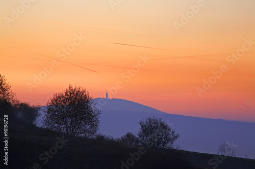 Mountain and TV tower near Vitanova. Slovakia.