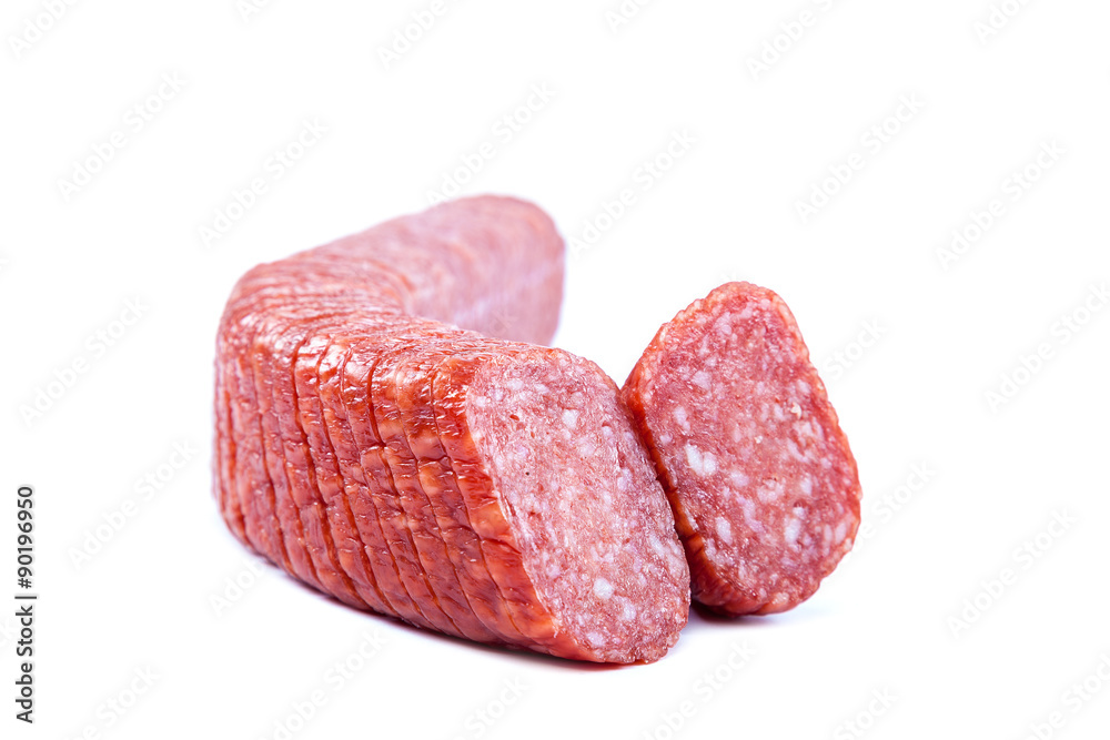 Stick sausage on a white background. Stick sausage on a white background.