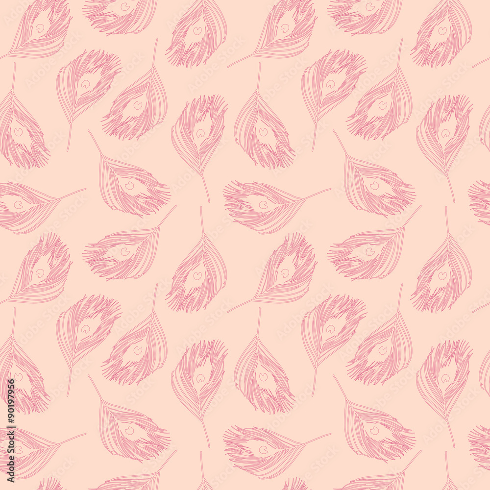 vector seamless pattern with peacock feathers. Boho style vector seamless pattern with peacock feathers. Boho style