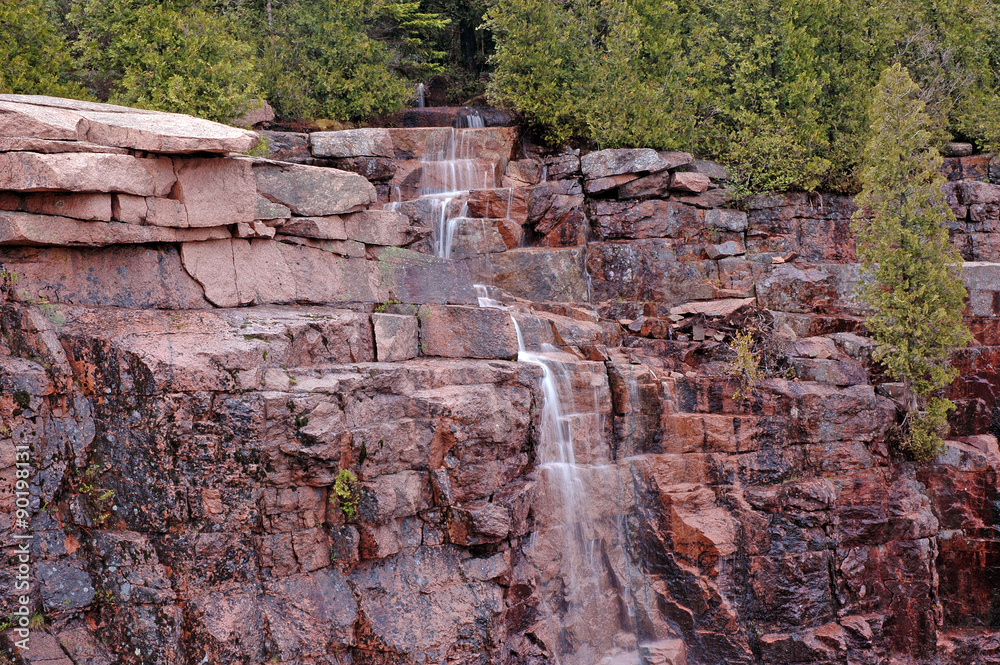 Cascading waterfall in Acadia National Park, Maine, USA