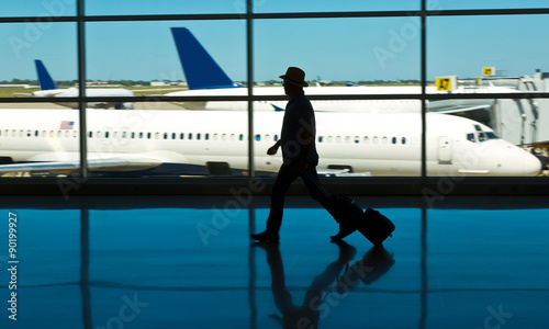 Airport Travel with Luggage and Airplane