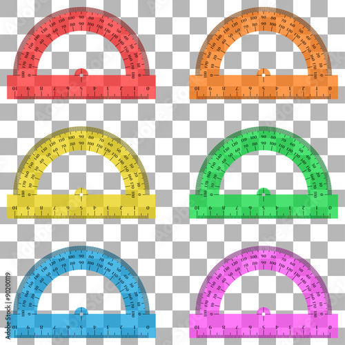 Protractor ruler of plastic transparent