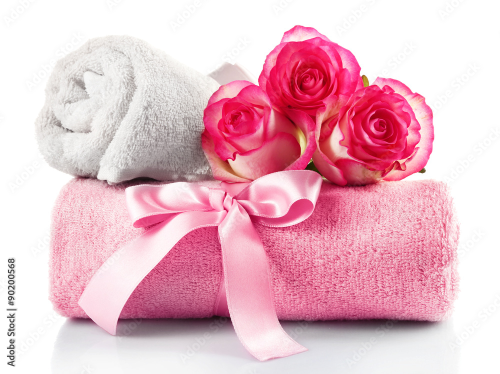 Rolled up colorful towels isolated on white Rolled up colorful towels isolated on white