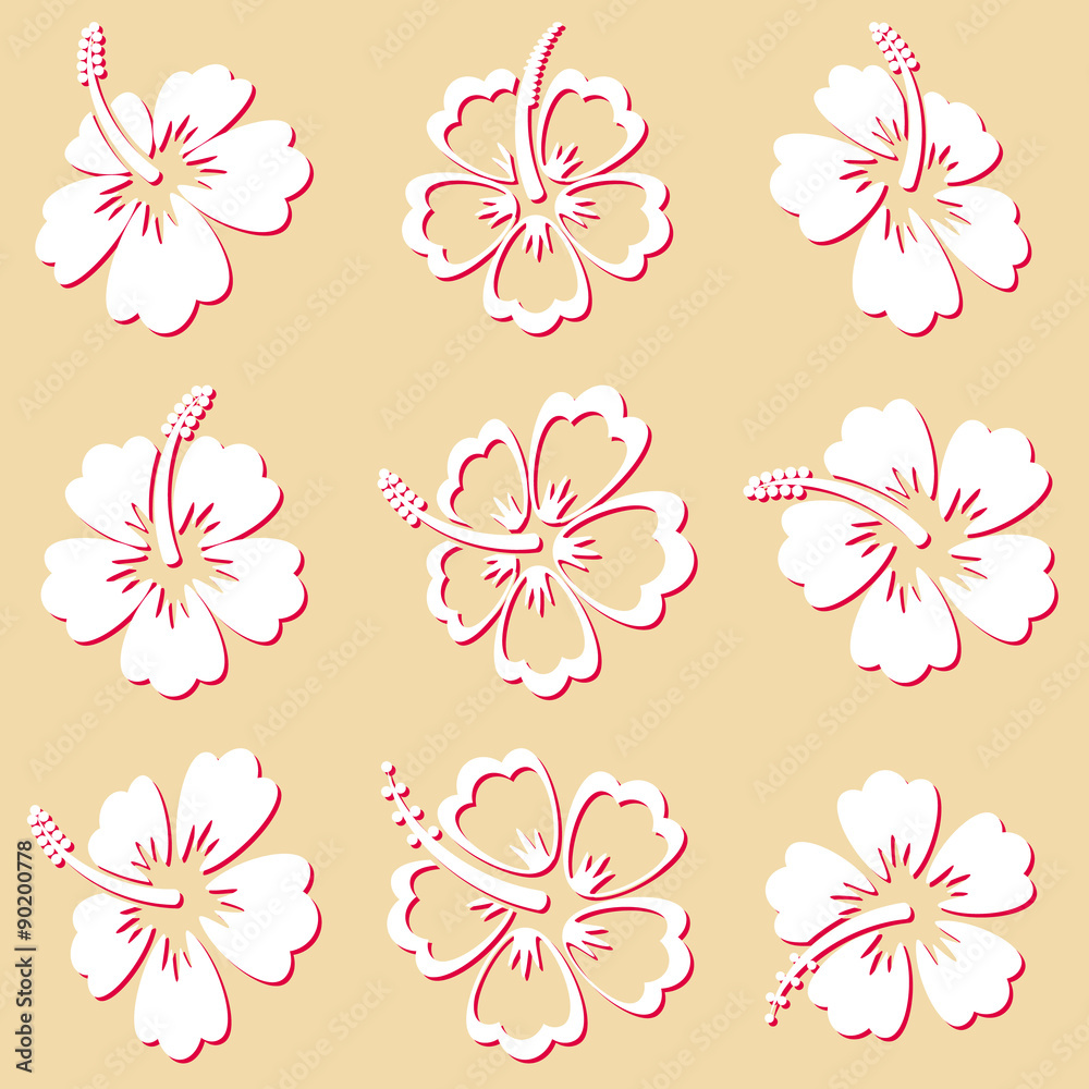Hibiscus silhouette icons Hibiscus silhouette icons