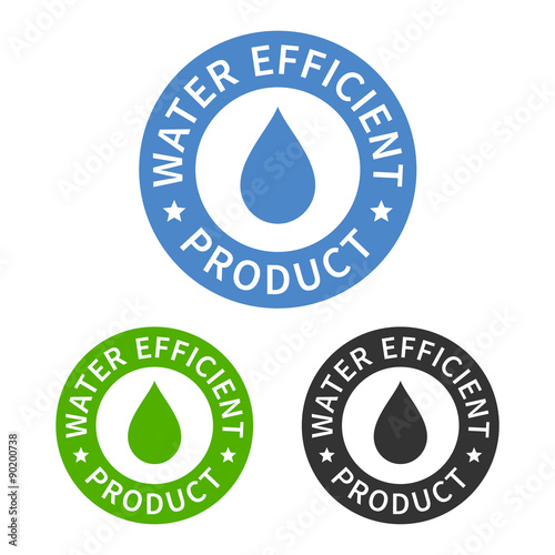 Water efficient product sticker or packaging seal flat icon