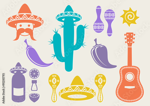 Mexico silhouette icons